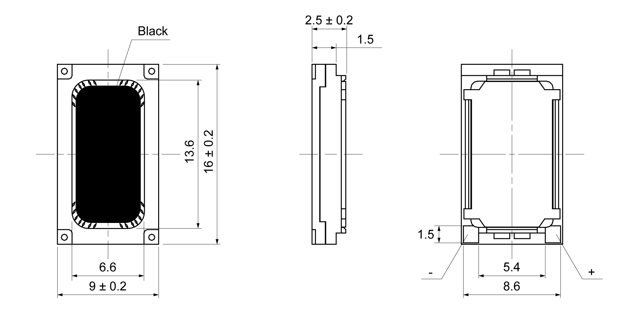 OSR1609EA-2.5TB0.7W8A Mechanical Drawing